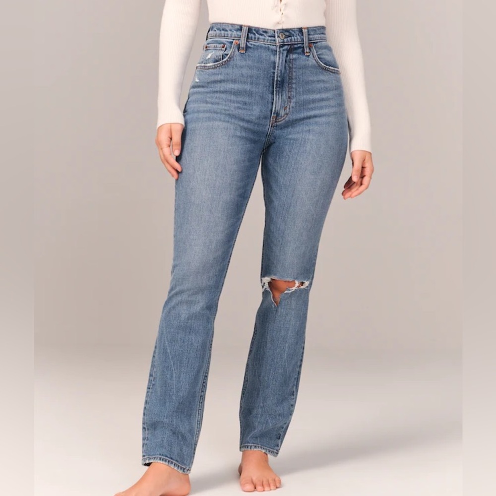Abercrombie Curve Love high rise straight jeans